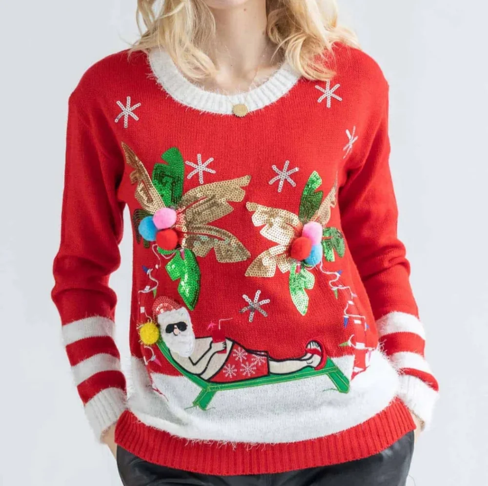 Hooked Up by IOT's Beach Santa Ugly Christmas Sweater. Size XL - Picture 2 of 13
